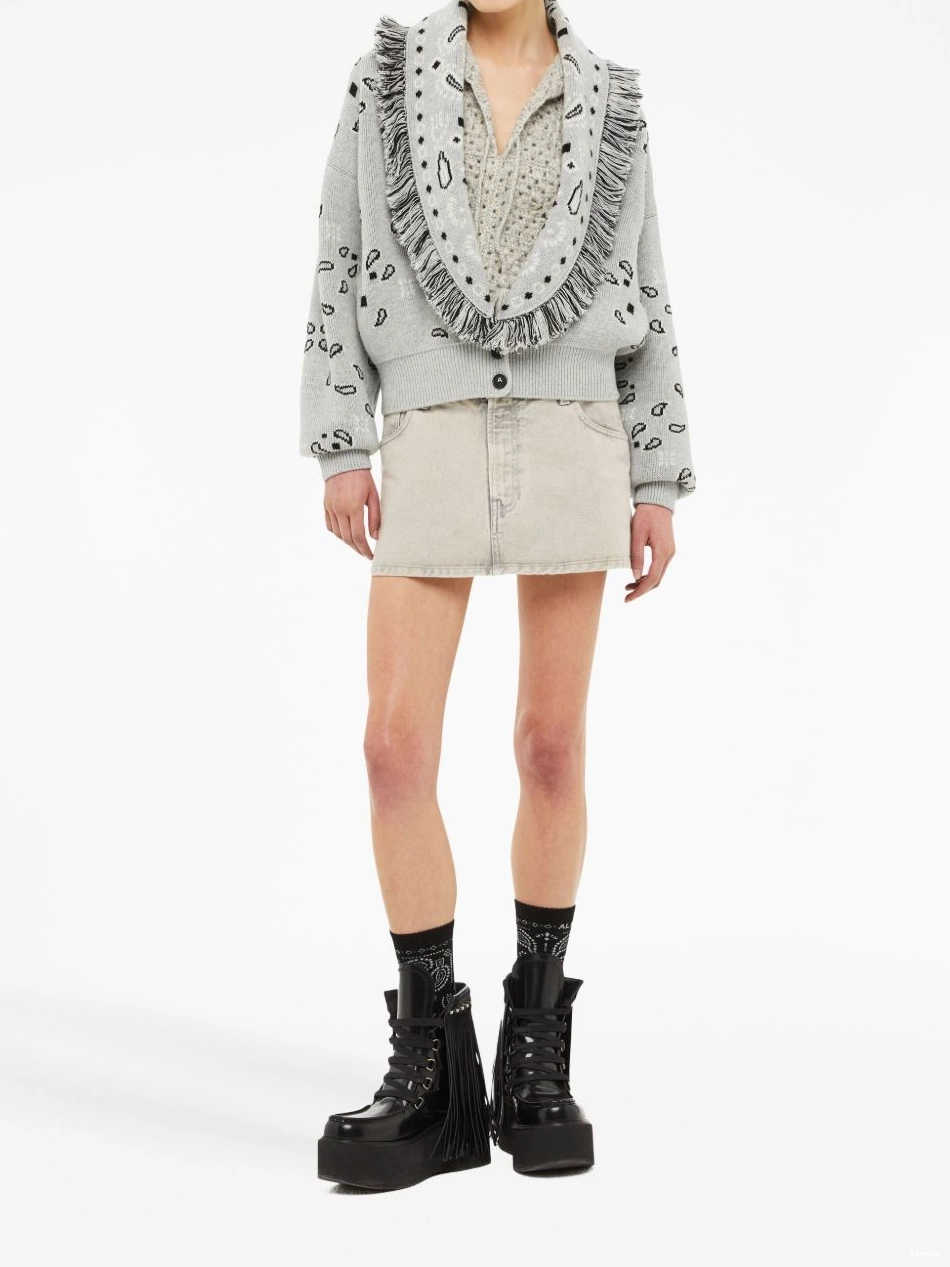 Cheap Alanui fringed Bandana Women cardi-bomber Jacquard 0808